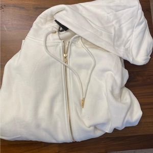 Oversized white zip up